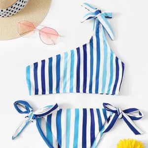 Sea of Blues Striped Tie Shoulder Bikini